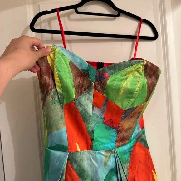 Milly Strapless Gown in Poppy and Green - Picture 2 of 8